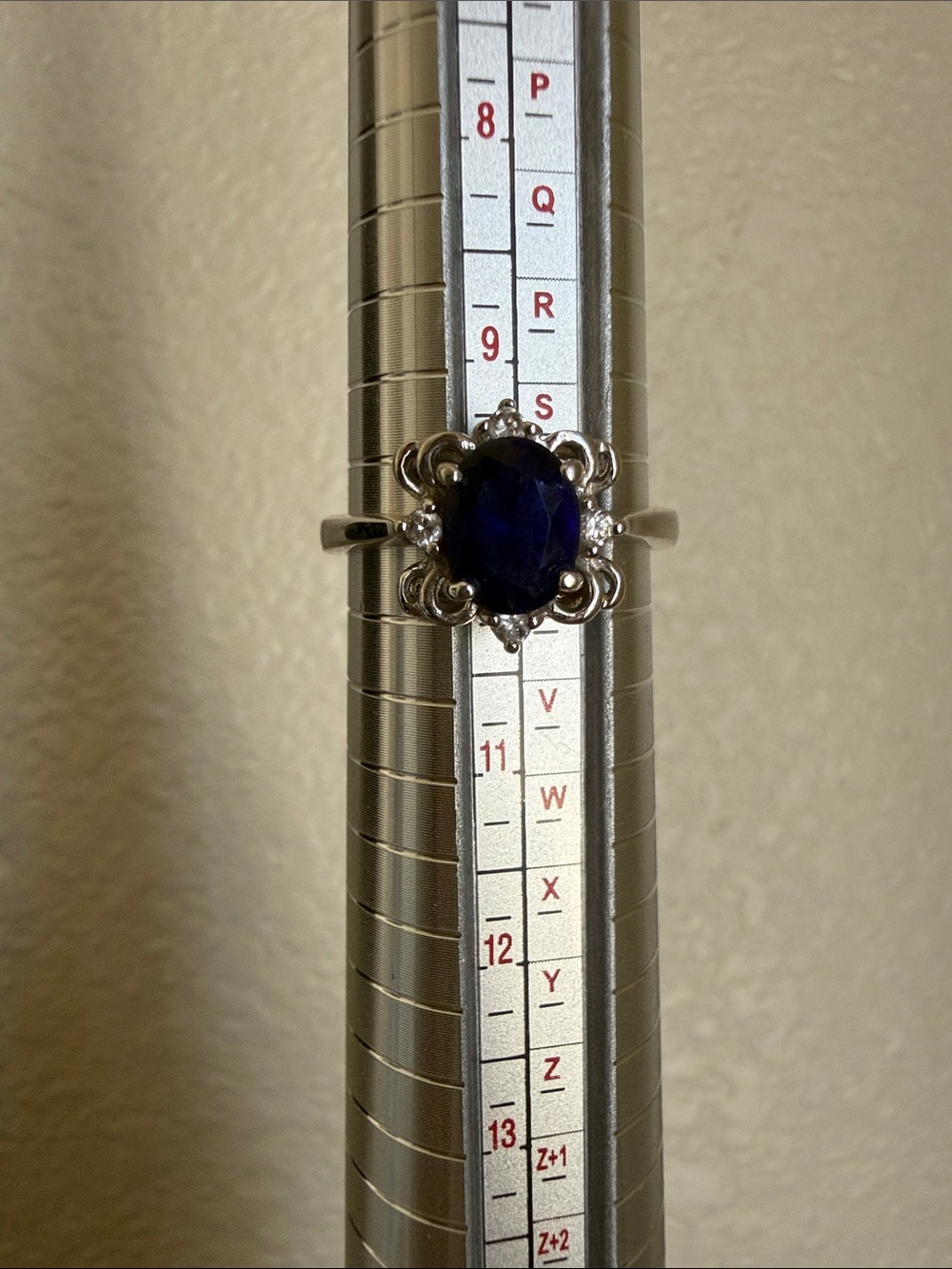 Vintage-Inspired Silver Ring with Deep Blue Stone